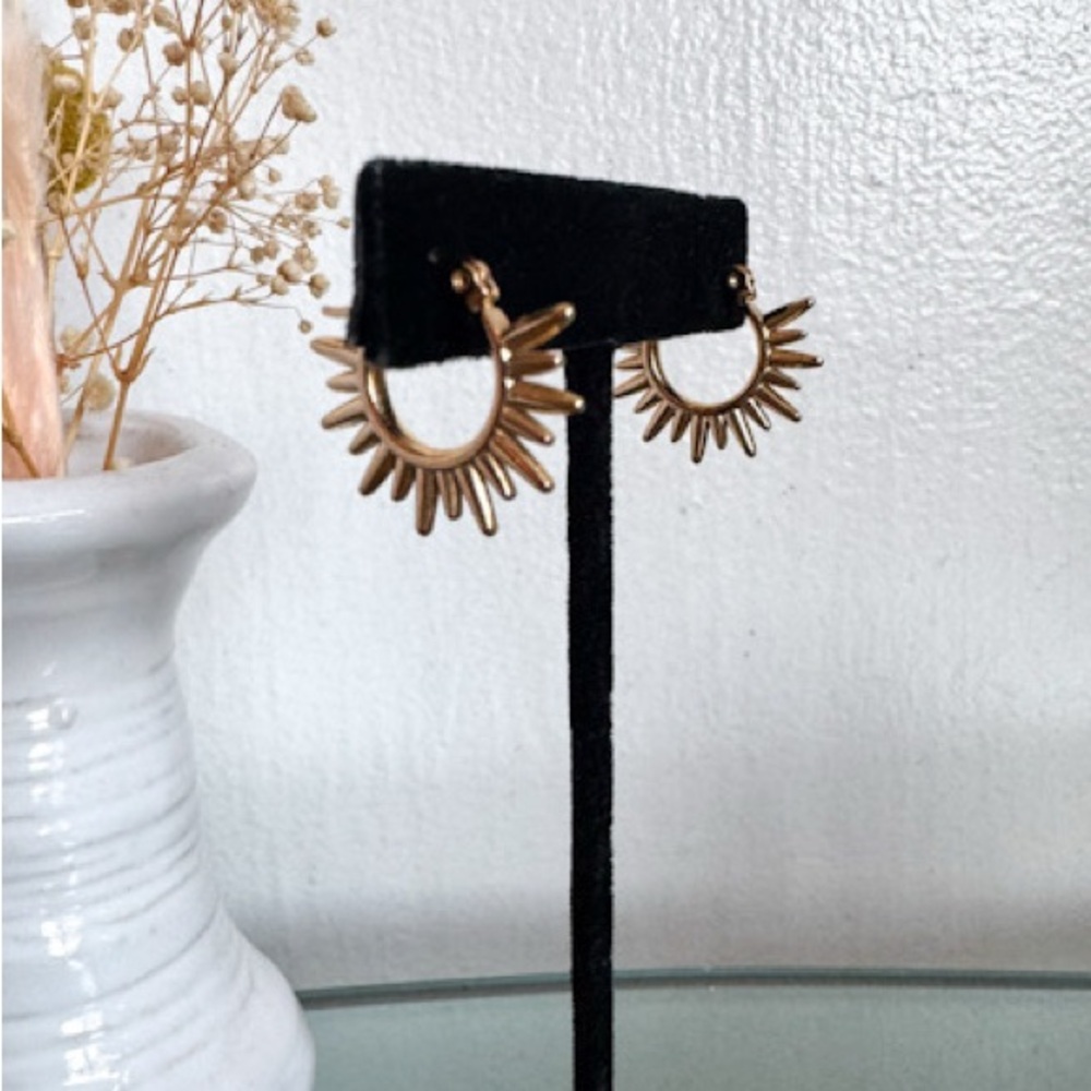 Sunburst Hoop Earrings – Gold Stainless Steel